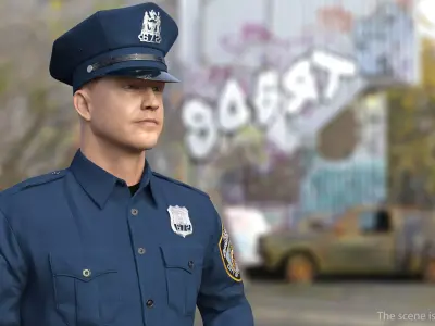 NY Police Officer Standing Pose Fur 3D model