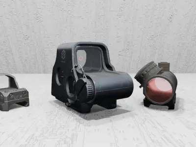 Holographic Reflex Sight Low Poly Game Scope FBX and Blend Low-poly 3D model