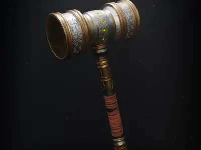 Legendary hammer Low-poly 3D model
