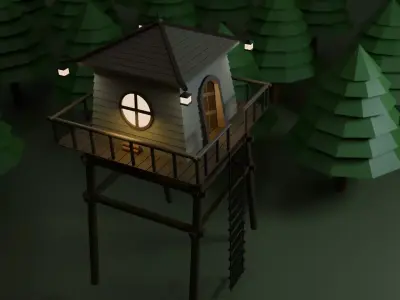 low poly watchtower Free 3D print model