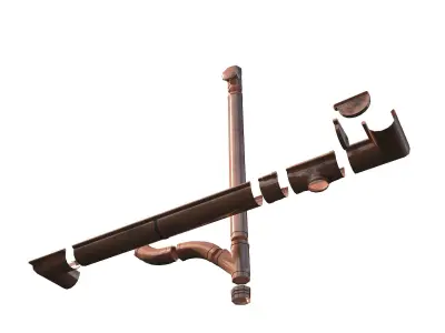 New Copper Gutter System PBR Low-poly 3D model