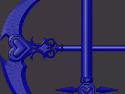Love Corrupted Scythe Stylized Fantasy Weapon Low-poly 3D model