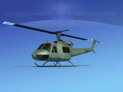 Bell UH-1B Iroquois Unmarked Military 3D model