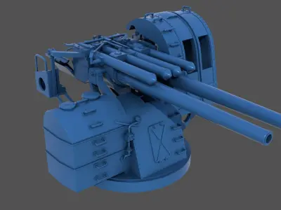 Yamato type 89 AA turret - Commercial license - 1-350 scale 3D print model