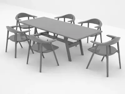 Modern 6-Seater Dining Tablel 3ds Max Clean UVW No Textures 3D model