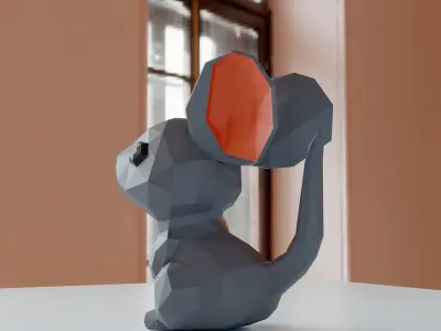 Mouse low poly 3D model polygonal 3D model