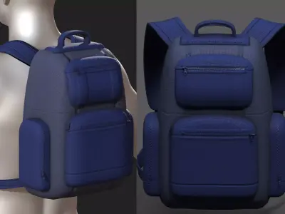 Backpack Camping Generic military Black baggage Low-poly 3D model