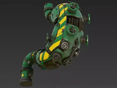 Green Cyberpunk Tech Stomach Model Bundle Low-poly 3D model