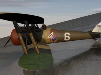 Nieuport-28 british biplane - british biplane 3D model