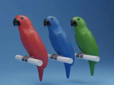 Cartoon Cute Bird Parrot 3D model