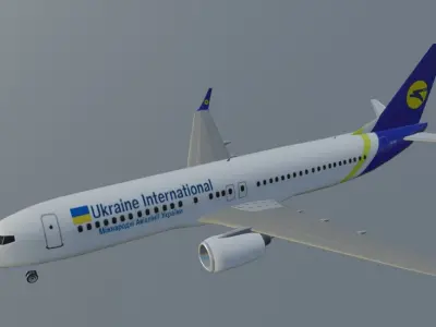 Ukraine Airlines Boeing 737-800 low poly 3D model with cockpit Low-poly 3D model