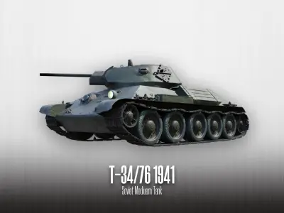 T-34-76 - Soviet Medium Tank - Model 1941 Low-poly 3D model
