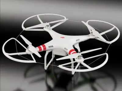 DJI Phantom 2 Quadcopter with Propeller Guard Low-poly 3D model