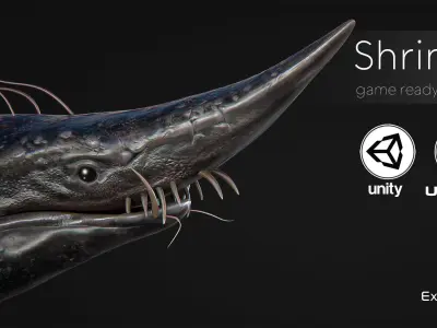 Fish model - Shrimp fish lowpoly - ocean horror - monster fish 1 Low-poly 3D model