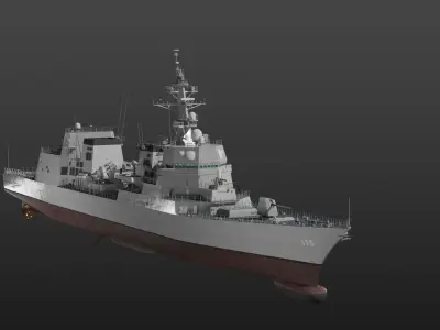 JMSDF Akizuki class destroyer 3D model