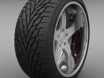 Savini Forged SV-3S Wheel and Tire 3D model