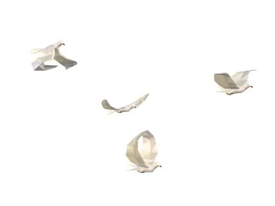 Animated White Doves Lowpoly Art Style Low-poly 3D model