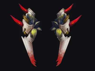 Claw Hand Medieval Claws Glove Blade Cutting Edged Wedge Low-poly 3D model