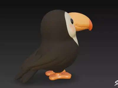Cartoon Plush Toucan Low-poly 3D model