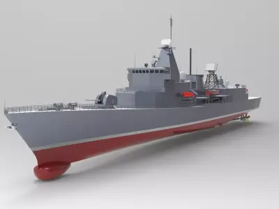 Frigate Ship Low-poly 3D model