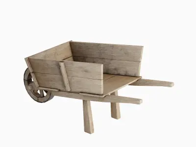 Medieval Wooden Cart 03 Low-poly 3D model