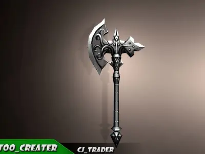 Magic Spell Axe Fantasy Axe Low-Poly 3D Model Low-poly 3D model