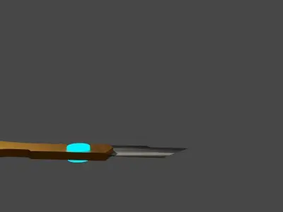 golden handled retractable knife 3D model
