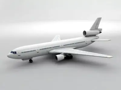 Douglas DC-10 Airliner - Generic White Low-poly 3D model