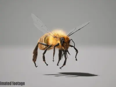 Honey Bee FUR UNREAL project  Maya base rig 3D model