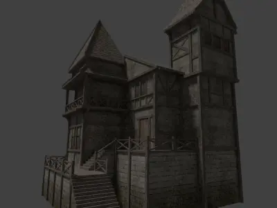 Medieval house Free low-poly 3D model