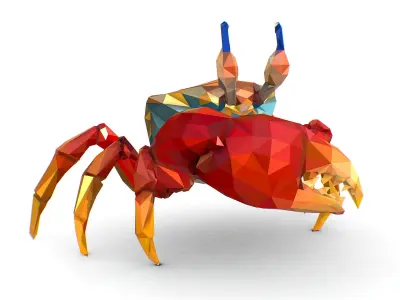 Red Sea Crab Lowpoly Art Style Low-poly 3D model