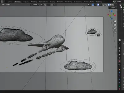 Simple stylised commercial airplane Low-poly 3D model