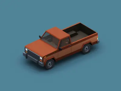 Stylized Cartoon Pickup Vehicle Low-poly 3D model