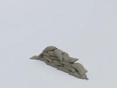 Sandbags set low poly PBR materials Low-poly 3D model