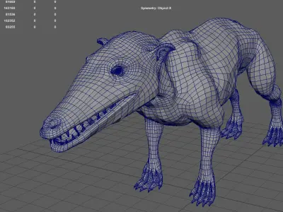 Pakicetus 3D Model skulls of three different animals 3D model