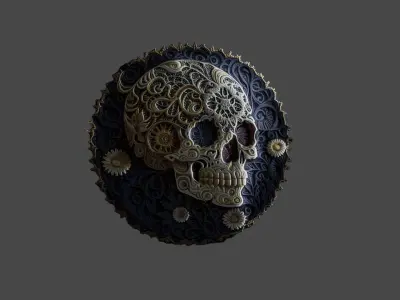 skull embroidered patch sticker Texture