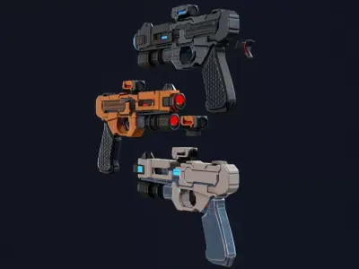 Sci-Fi Blaster Pistol Low-poly 3D model purchase