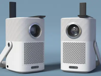Modern Indoor Projector with Remote and Dongle 3D model