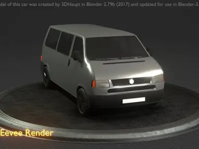 City Car 70 Commercial Minibus Type-C Silver Low-poly 3D model