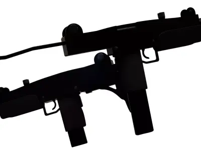 Uzi Sub-Machine Gun With Attachments Low-poly 3D model
