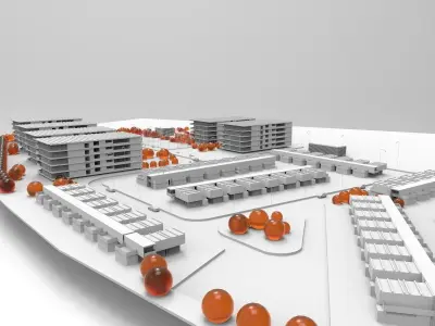 residential area urban planning project Low-poly 3D model