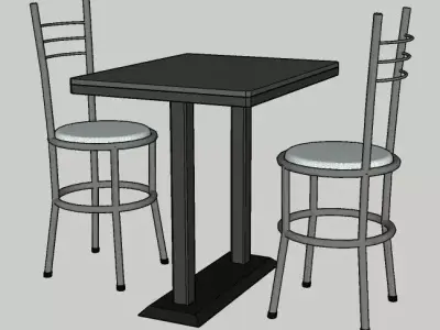 Restaurant Table  2 Chairs Free 3D model