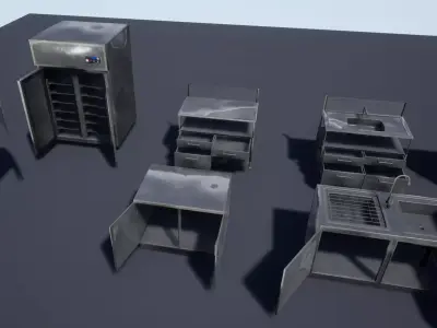 Retail Kitchen Cabinets Low-poly 3D model