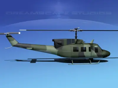 Bell UH-1N Covert Military Low-poly 3D model