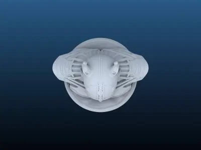 Cyber-Daemon Sentinel  Horned Sci-Fi Beast Bust PM-180 3D print model