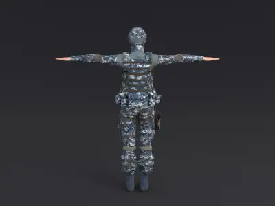 Female Soldier Rigged Low-poly 3D model