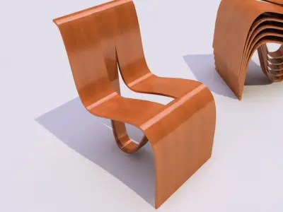 Chair pair of wooden chairs Free 3D model