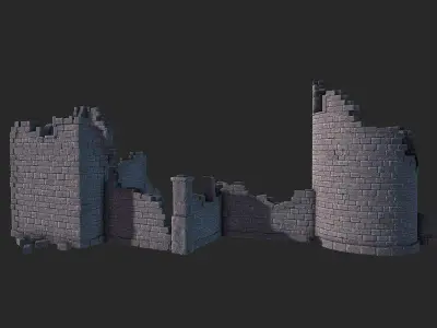 Castle Ruins Low-poly 3D model
