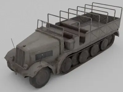 Sd Kfz 9 Famo Heavy Halftrack Low-poly 3D model