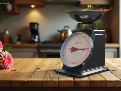 Analog Kitchen Scale with Chili Peppers Black 3D model